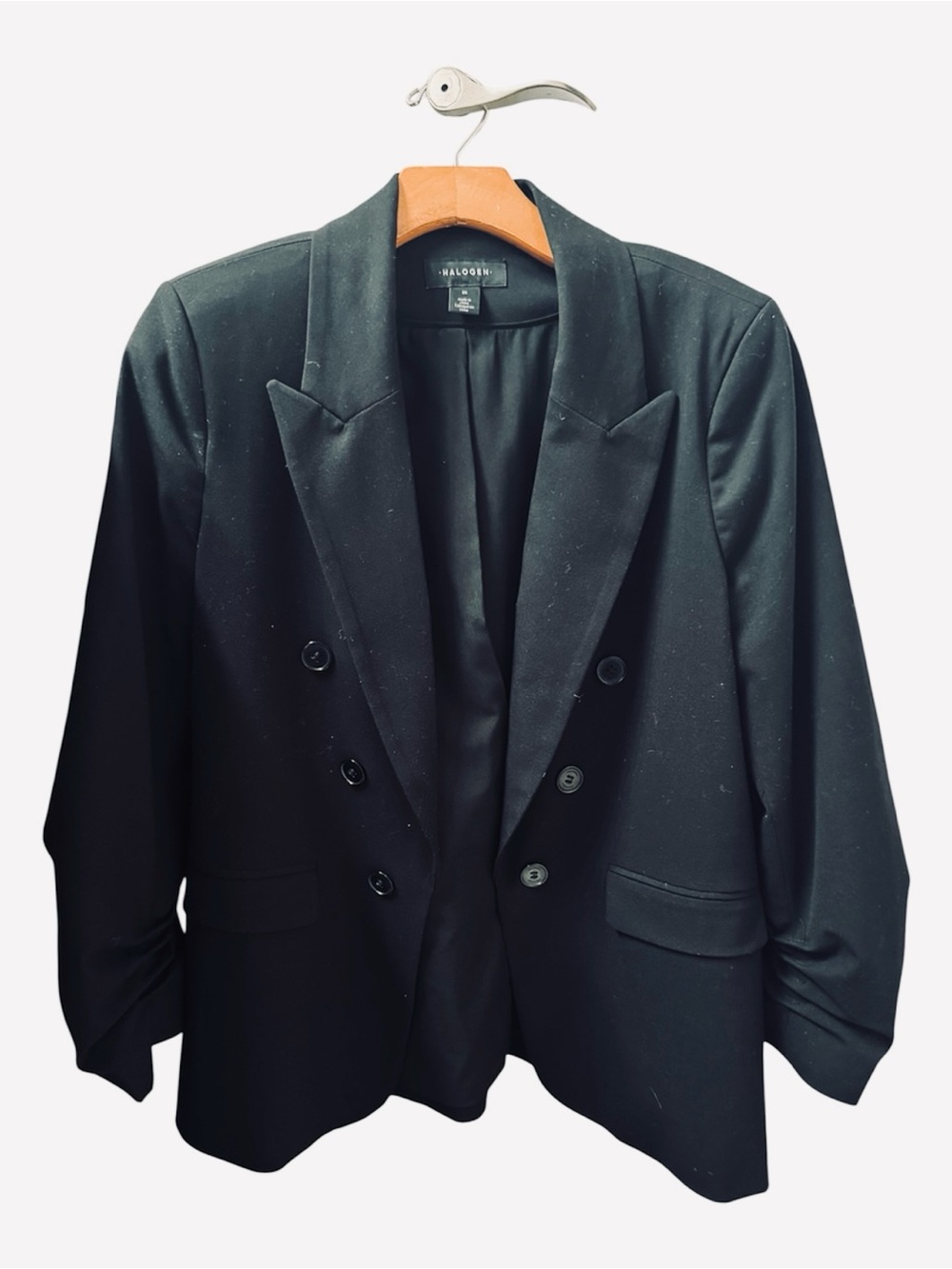 Halogen Black Double-Breasted Blazer